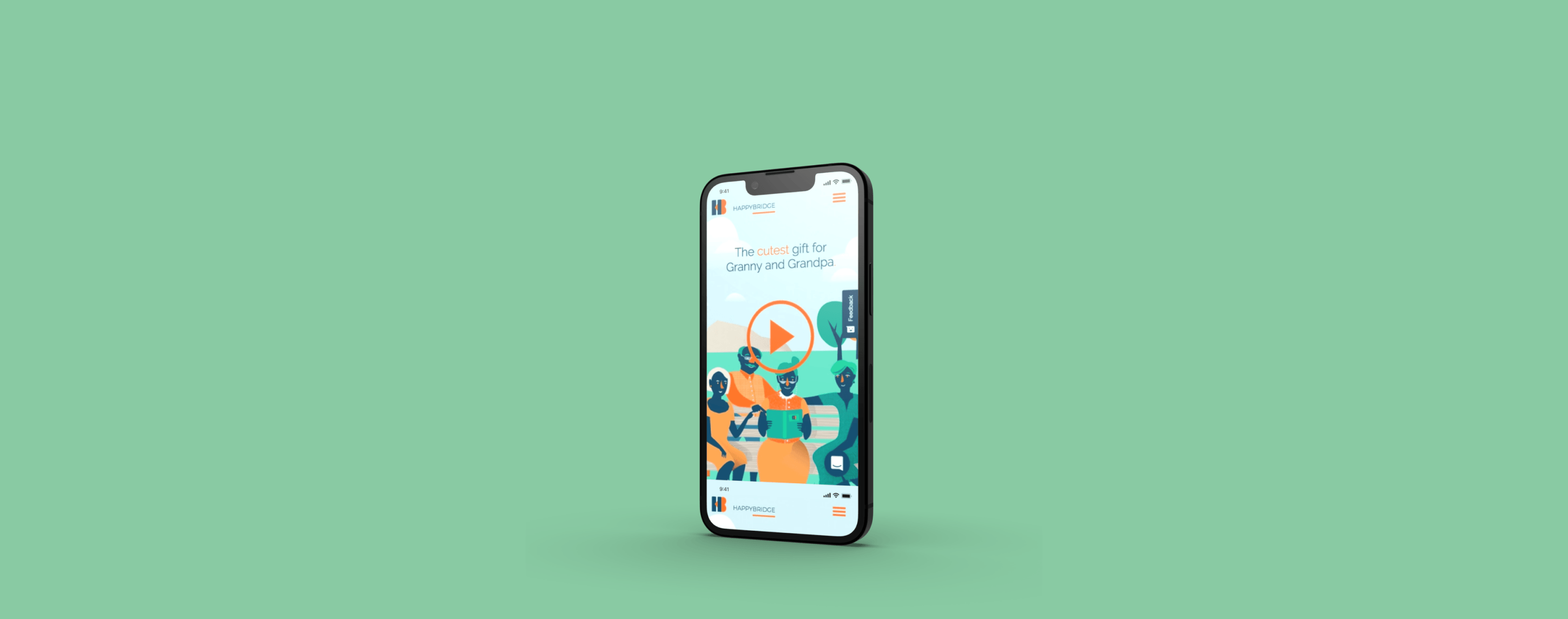 mobile with HappyBridge screen