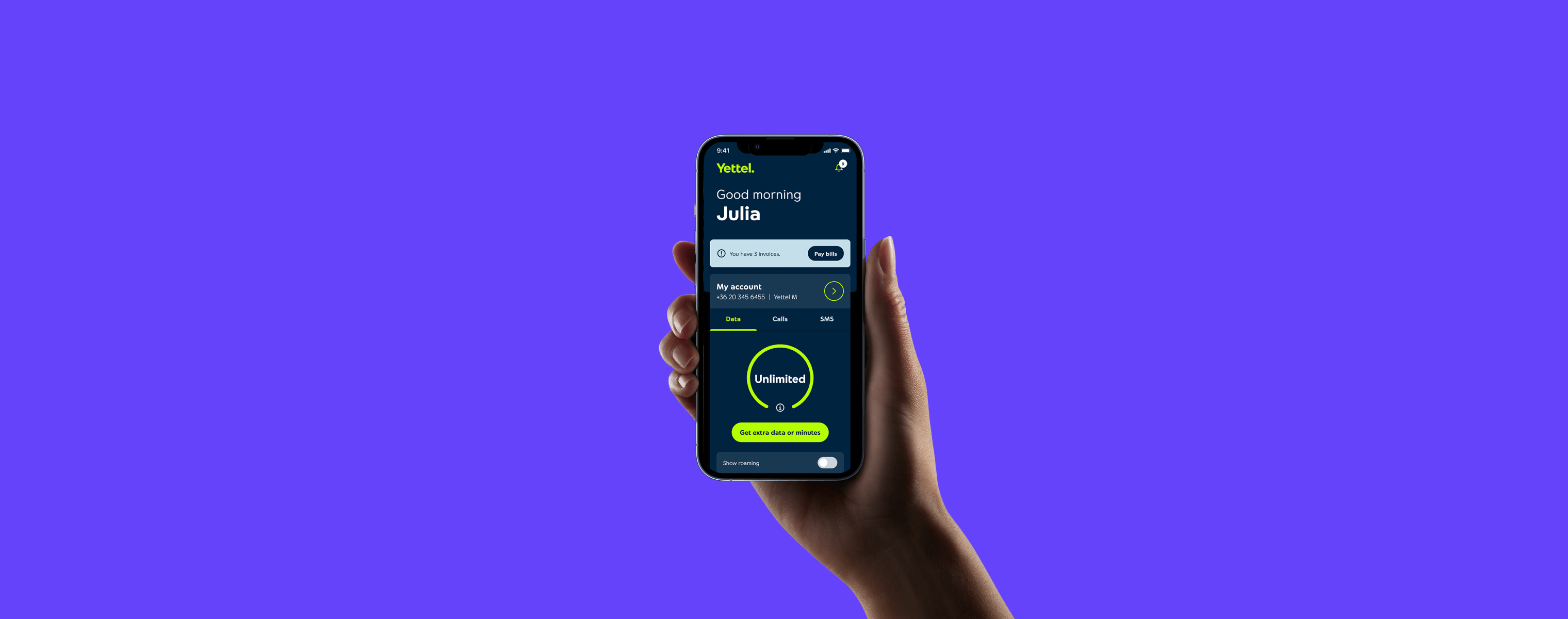 mobile with Yettel Sales App screen