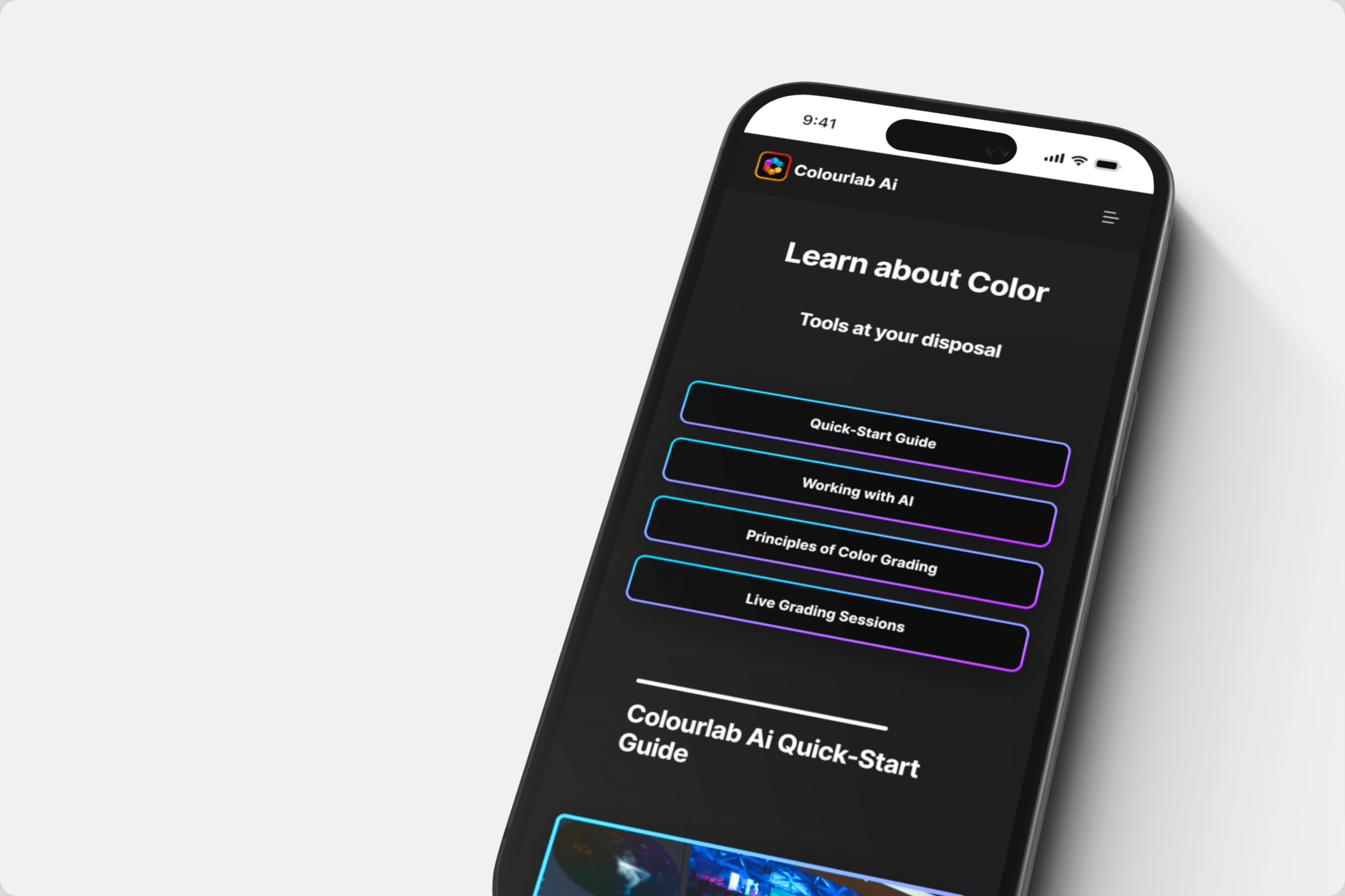 photo of a mobile with Colourlab AI screen